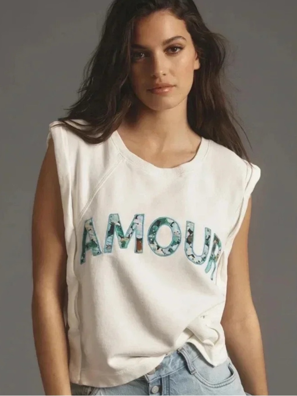 Anthropologie AMOUR Graphic Muscle Tee Casual Top - Size M